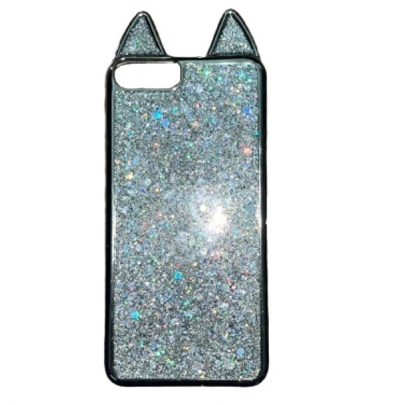 Accessories - Iphone 5/5s silver glitter cat ear phone case